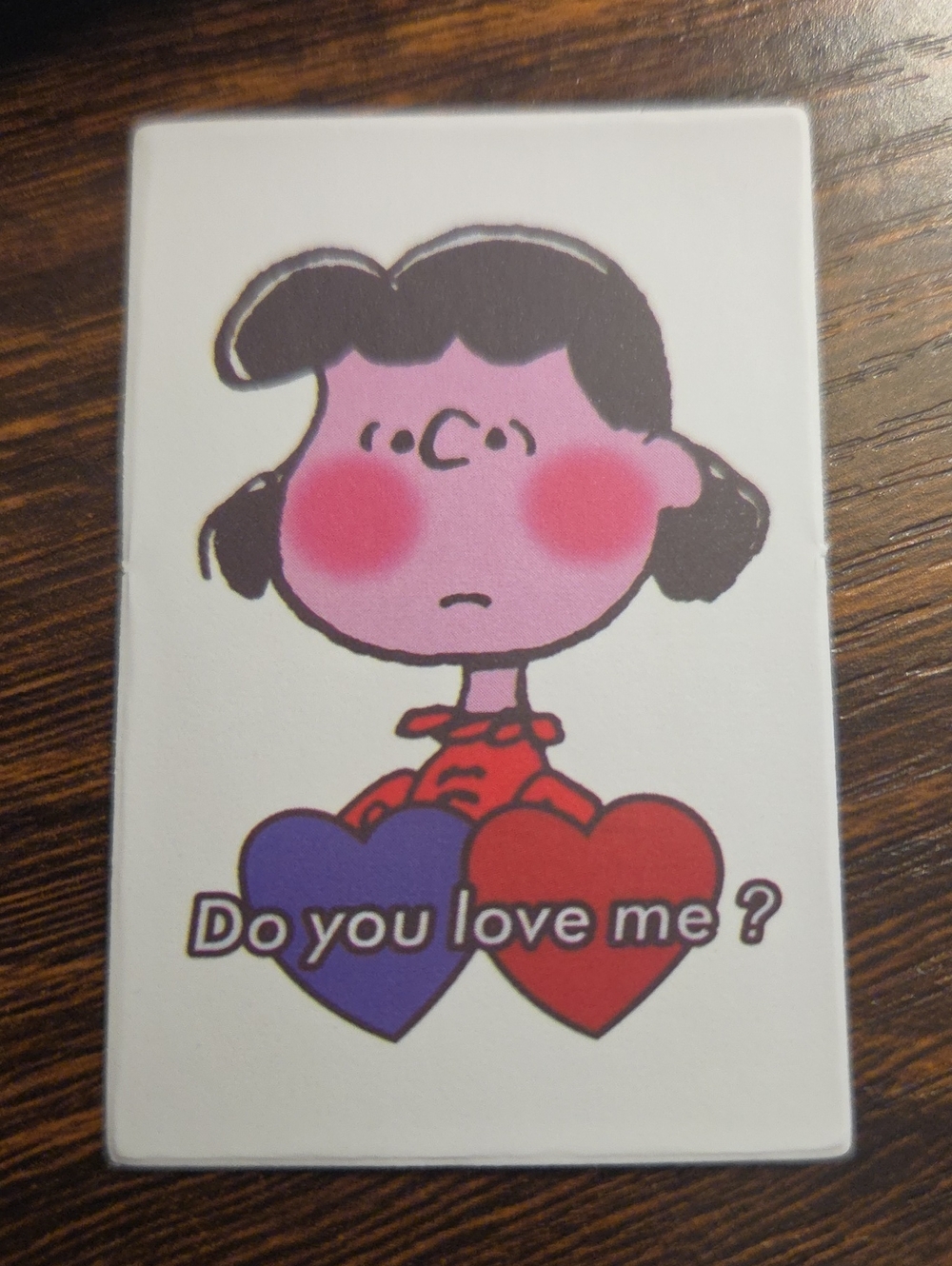 Peanuts Lucy 'Do You Love Me?' Pink Art Print
